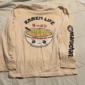 Kids Ramen Life Cream Long Sleeve Shirt